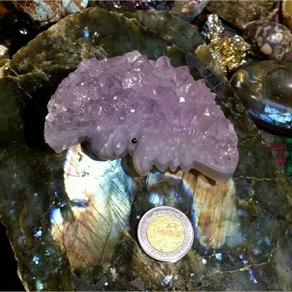 130.4g Amethyst Moon Totem Figurine - Picture 2 of 6